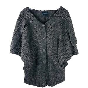 Line the Label brown popcorn ribbed button dolman short sleeve cardigan medium